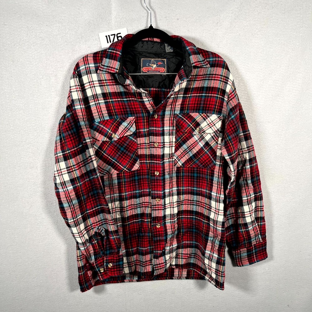 Backpacker Sportswear Flannel Shacket Mens‎ Medium Red Plaid Long Sleeve Outdoor